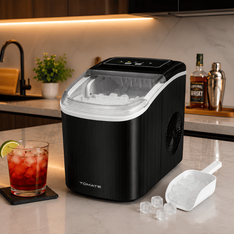 Máquina De Gelo Ice Maker Portátil Com Produção De Até 12 kg De Gelo Por Dia Reservatório De Água De 1,3 Litro E Sistema Prático Para Uso Doméstico