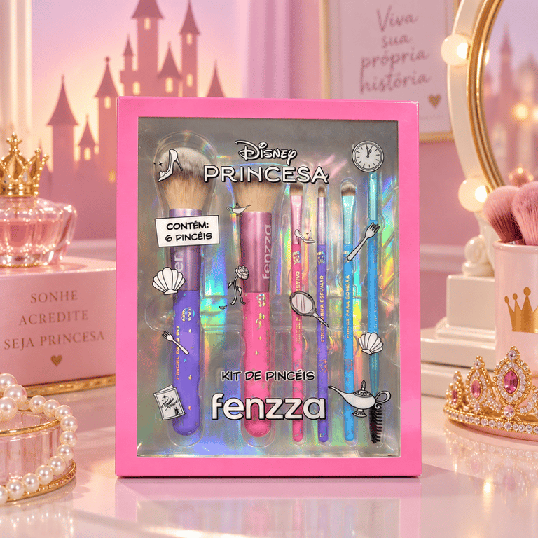 Kit 6 Pincéis Princesa Disney Fenzza