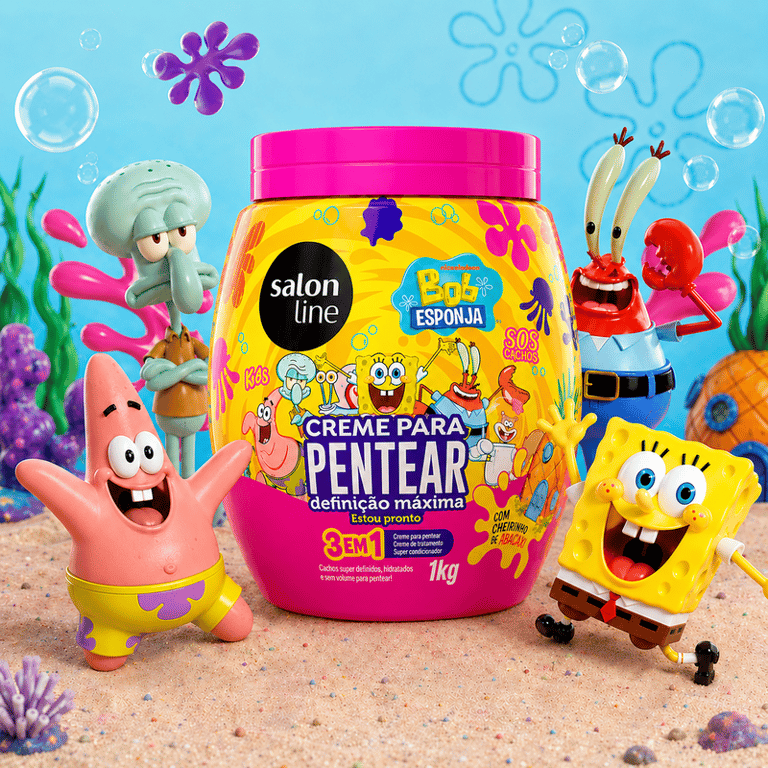 Creme Para Pentear Definição Máxima Bob Esponja S.O.S Cachos Kids Salon Line 1kg