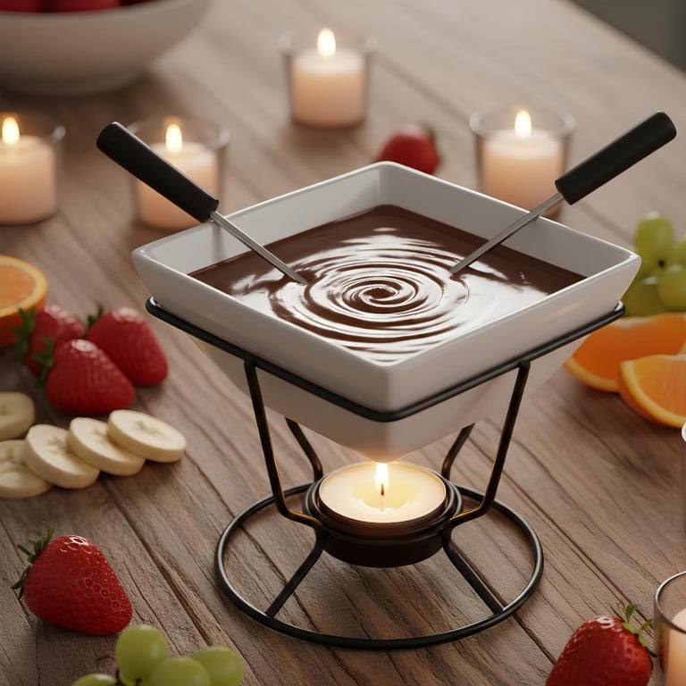 Kit Fondue Cerâmica Branca Para Jantar Especial Queijo Chocolate 250ml