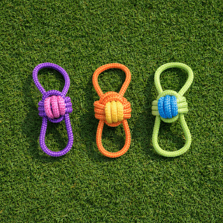 Brinquedo Pet Bola De Corda Com Alça Dupla Para Cães