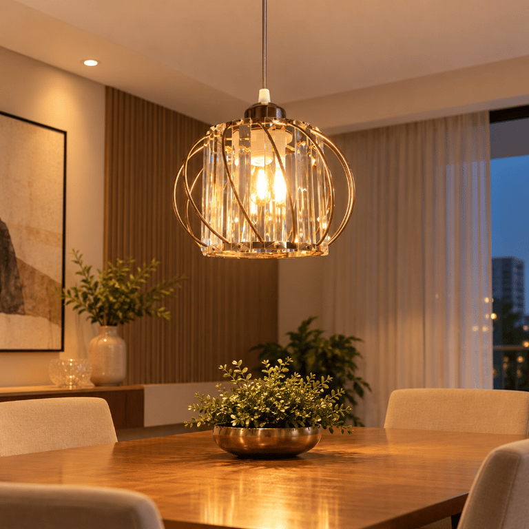 Pendente De Teto Luxuoso Dourado Com Cristais Transparentes