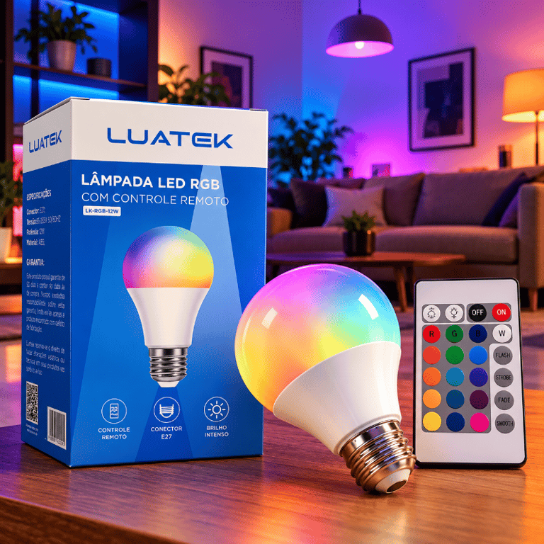 Lâmpada LED RGB 12W Colorida com Controle Remoto Bivolt