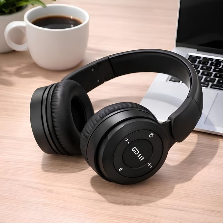 Headphone Bluetooth 5.1 Sem Fio Com Almofadas Confortáveis Arco Ajustável Controles Integrados Para Música Vídeos Celular Notebook Estudos Trabalho E Viagens