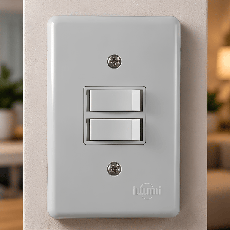 Interruptor Duplo Branco de Parede com Duas Teclas Independentes para Controle de Iluminação Residencial e Comercial