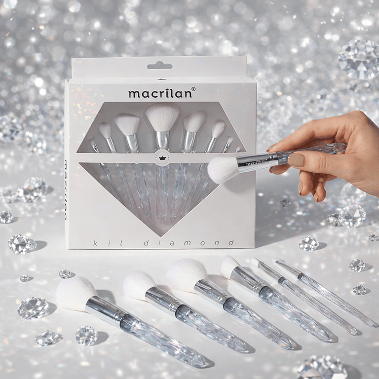 Kit Diamond Com 7 Pincéis Profissionais Macrilan