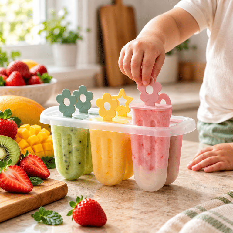 Forma Para Picolé Infantil Com 6 Cavidades e Tampas Decorativas