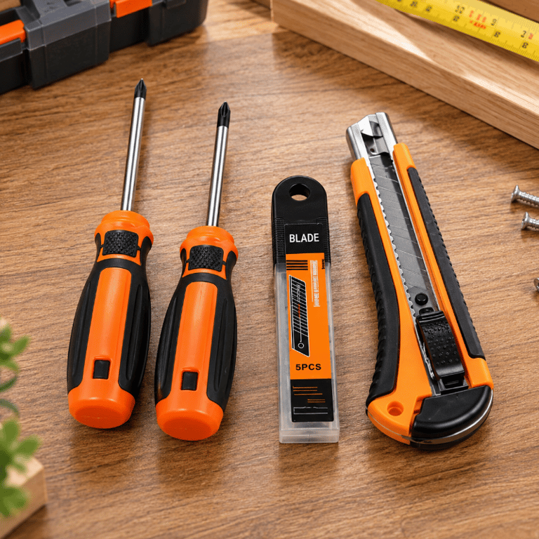 Kit De Ferramentas Doméstico Com  Peças Chaves De Fenda Estilete Profissional E Acessórios Para Reparos E Manutenção