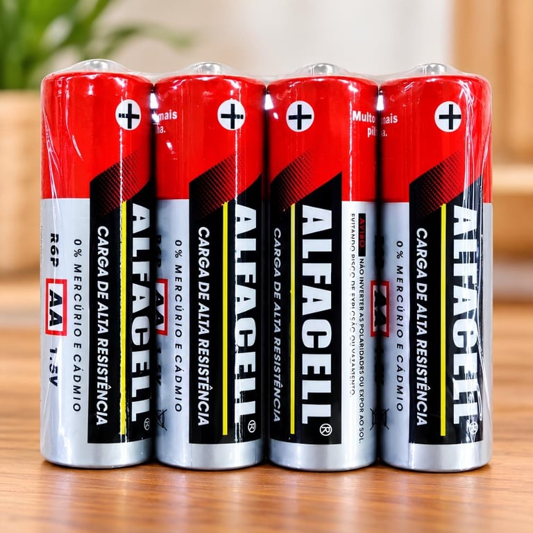 Pilhas Alfacell AA 1,5V – Kit Com 4 Unidades