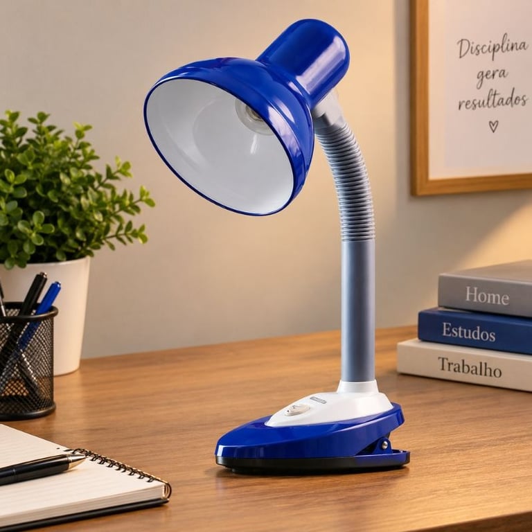 Luminária de Mesa com Clip Haste Flexível Ajustável para Leitura Estudo e Escritório