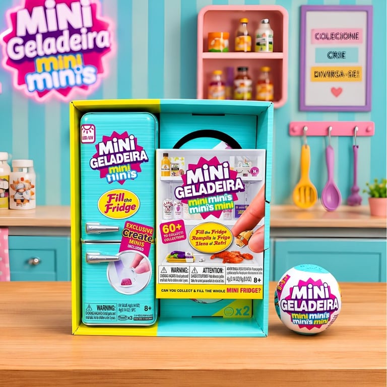 Mini Geladeira Infantil Com Duas Mini Bolas 