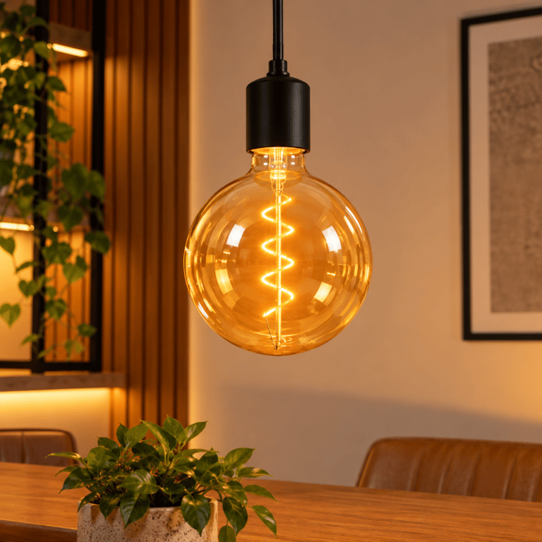 Lâmpada Filamento De LED Globo Âmbar 2200K Luz Quente