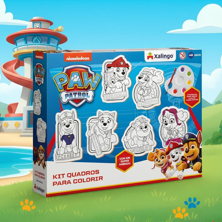 Kit Quadros Para Colorir Patrulha Canina 6 Peças