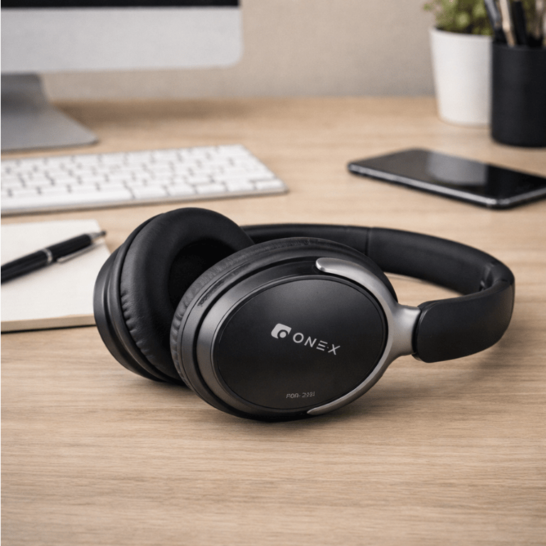 Fone De Ouvido Bluetooth 5.4 Sem Fio Estéreo Over Ear Com Microfone Entrada AUX Arco Ajustável E Controle De Chamada