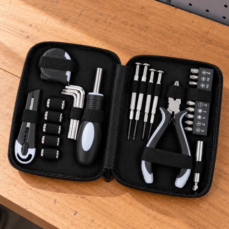 Kit de Ferramentas Doméstico Portátil com 27 Peças e Estojo Organizador para Reparos Montagens e Manutenção