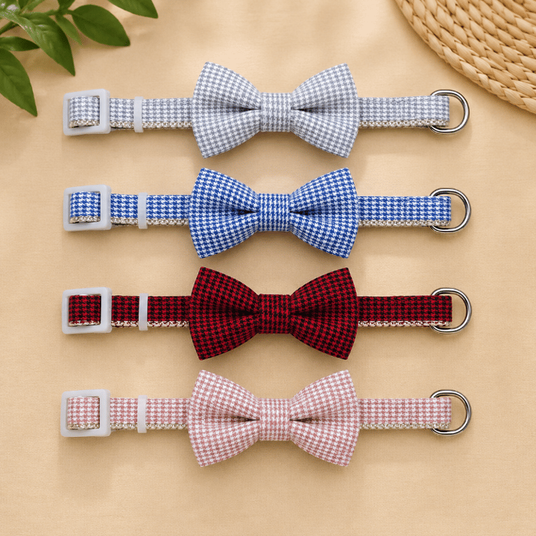 Coleira Pet Com Laço Elegante Ajustável Para Cães E Gatos
