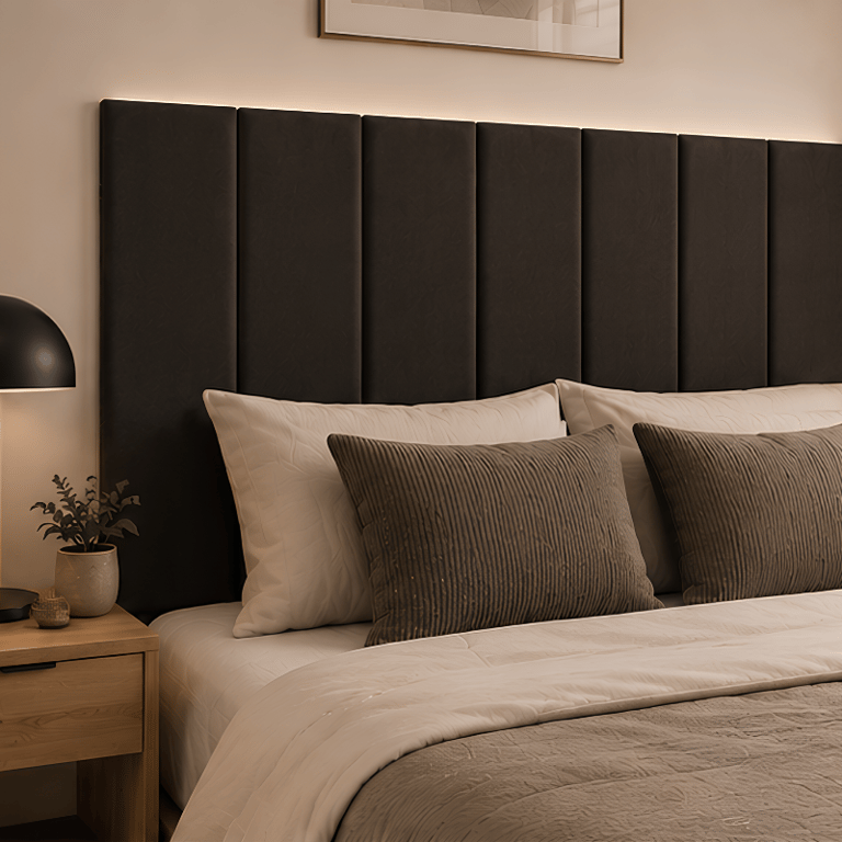 Cabeceira  Modular Estofada com Design 60x20 Cama Queen Personalizável Marrom