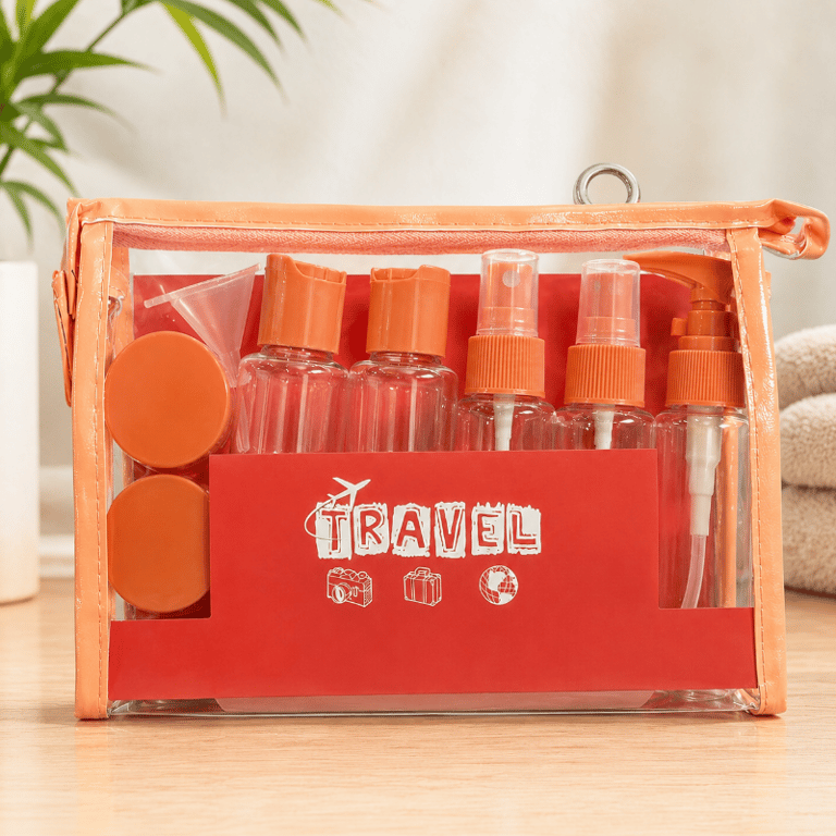 Kit Frascos para Viagem com 10 Peças Necessaire Transparente para Cosméticos Higiene Pessoal e Organização de Mala