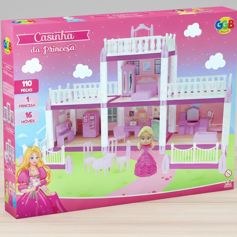 Casinha da Princesa 110 Peças com Móveis e Adesivos