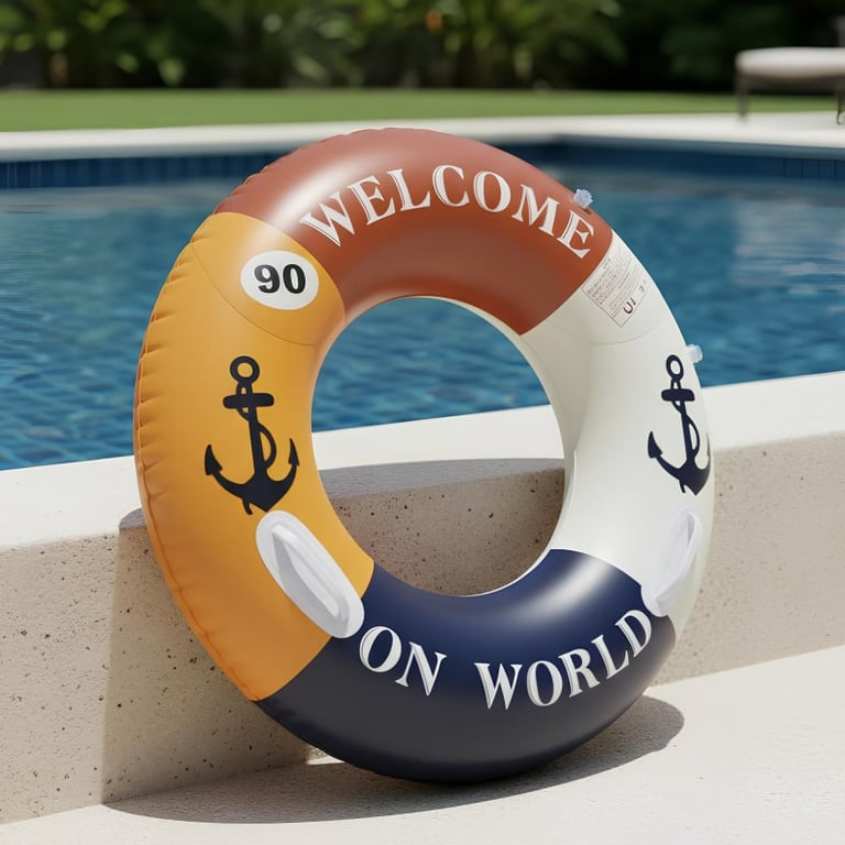 Boia Inflável Circular Anchor 100cm com Alças Estilo Náutico 