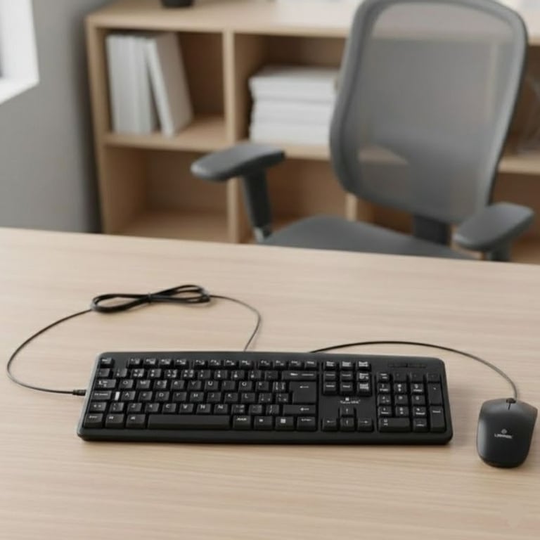 Kit Teclado E Mouse Com Fio Usb Preto