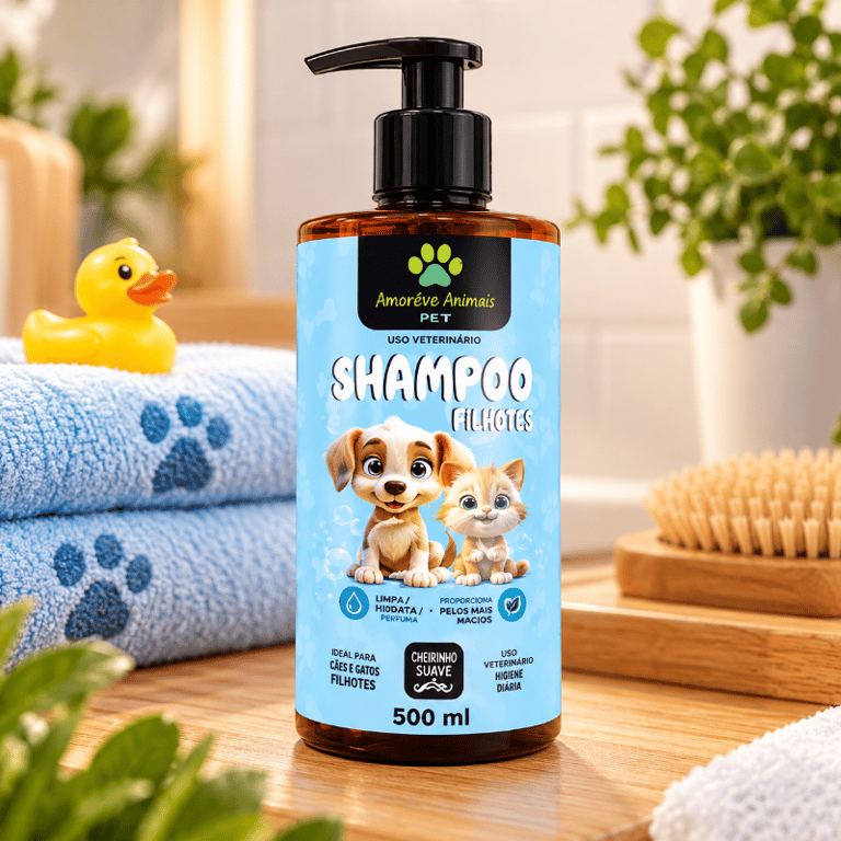 Shampoo Para Filhotes Cães E Gatos 500ml Higiene Suave 