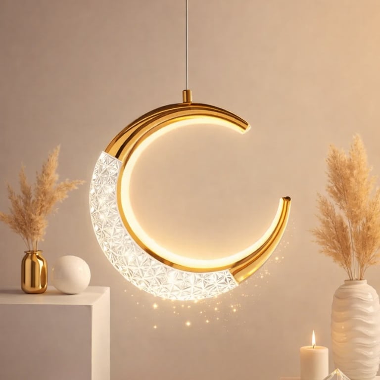 Pendente Decorativo Lua Dourado 