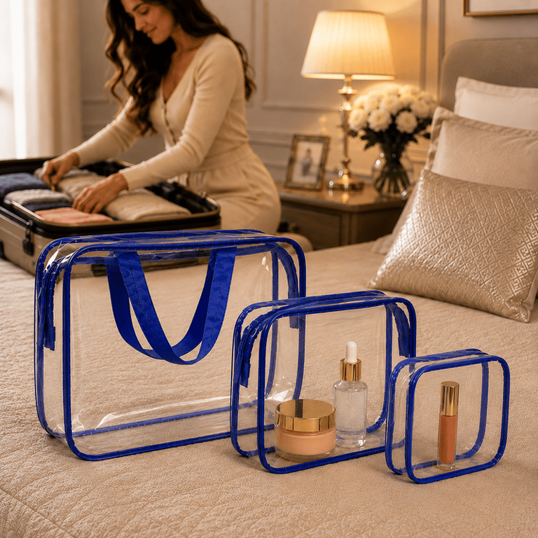 Kit 3 Nécessaires Transparentes Miravia Cores Sortidas