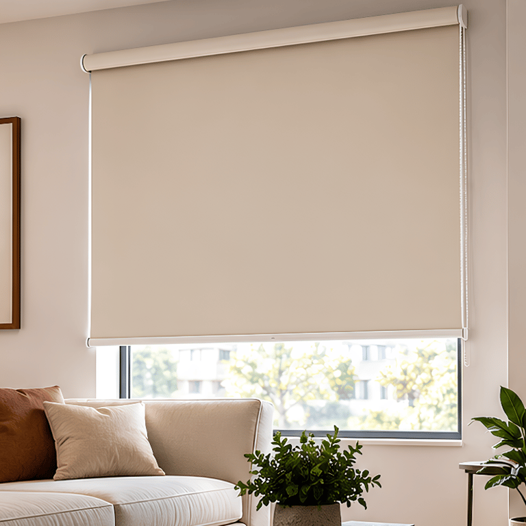 Persiana Rolô Blackout 160x160 Bege Creme Elegância Privacidade e Controle de Luminosidade