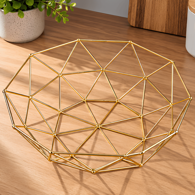 Fruteira Decorativa de Mesa em Metal com Design Geométrico Vazado para Frutas e Organização da Cozinha