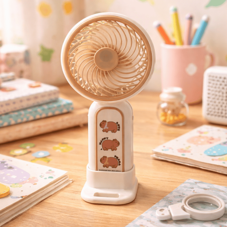 Mini Ventilador Portátil Recarregável Compacto Com Suporte Para Celular 