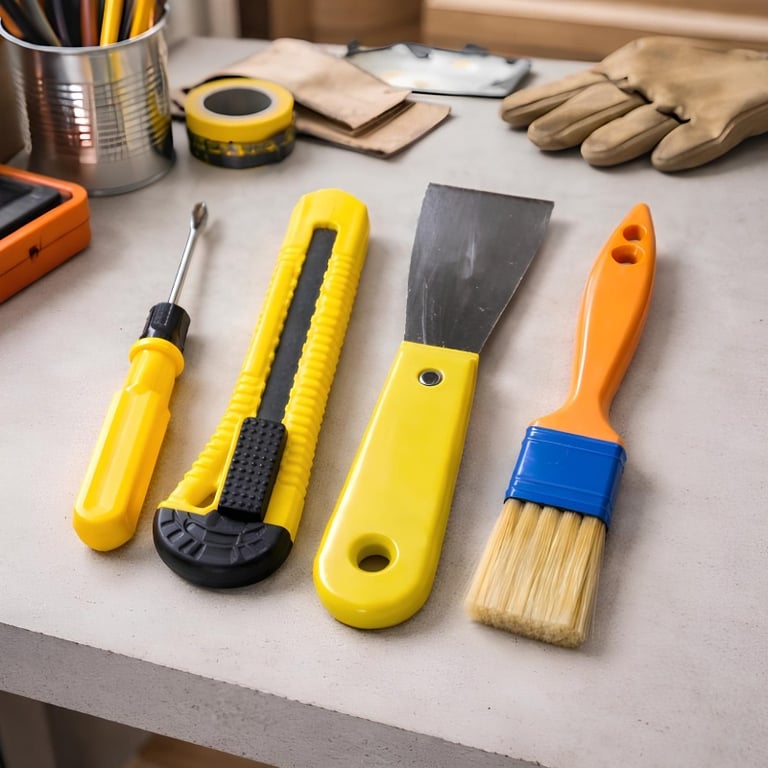 Kit Ferramentas 4 Peças Com Espátula Pincel Estilete E Chave Multifuncional