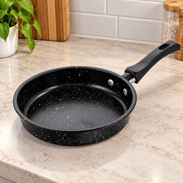 Frigideira Mini Antiaderente 14 cm Preta Estilo Granito com Cabo para Porções Individuais