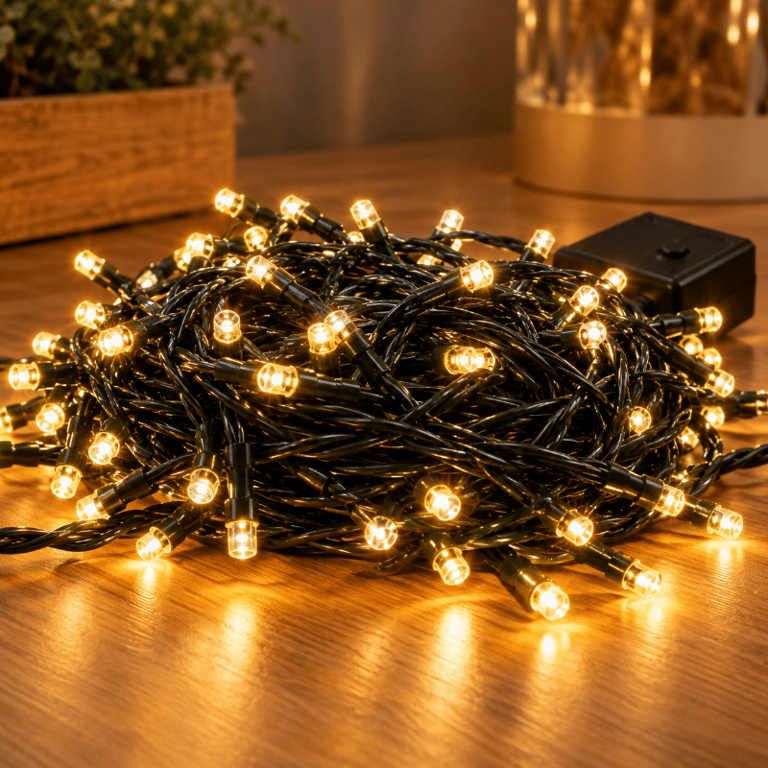 Pisca Pisca LED 8M 100 LEDs Branco Quente 220V Para Decoração Natalina Com 8 Funções