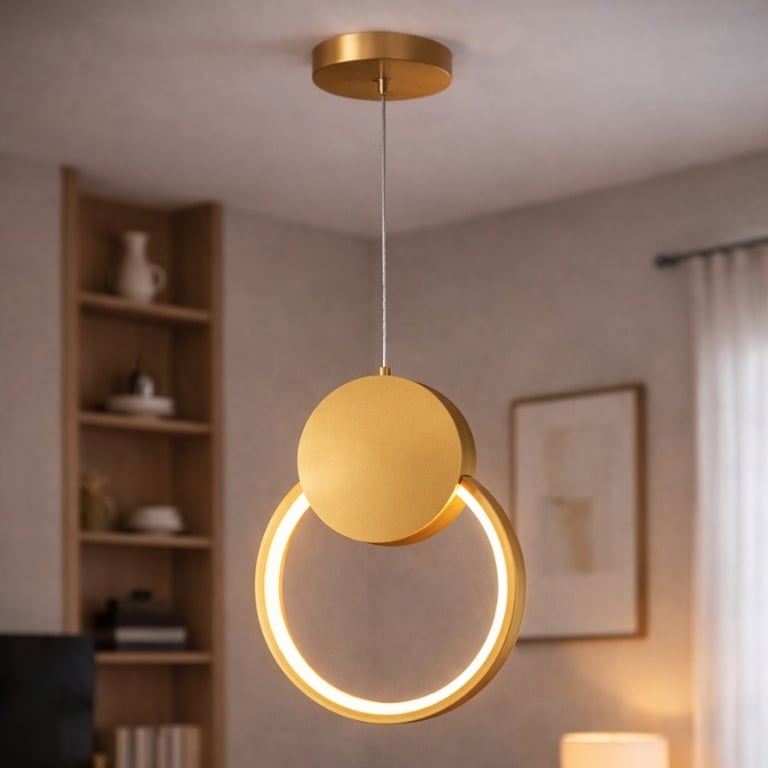 Pendente Led Dourado Luz Quente Bivolt