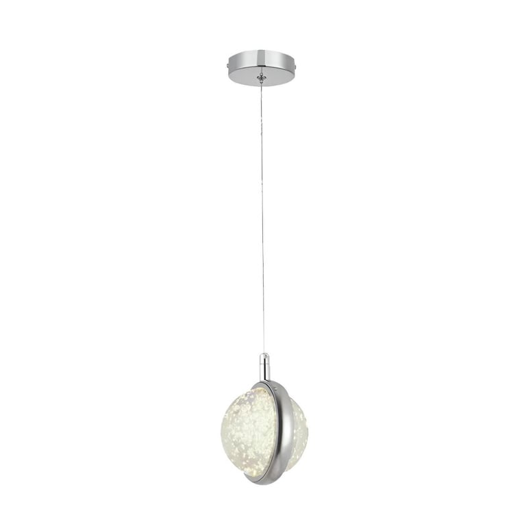 Pendente Led Globo Cristal Bolhas Cromado