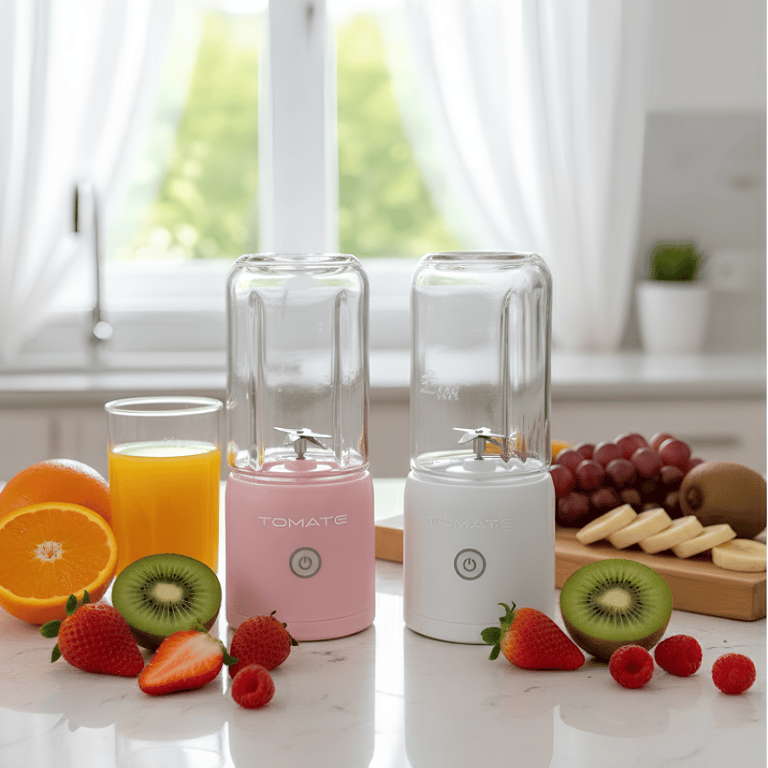 Mini Liquidificador Portátil Copo De Vidro Com 6 Lâminas Recarregável