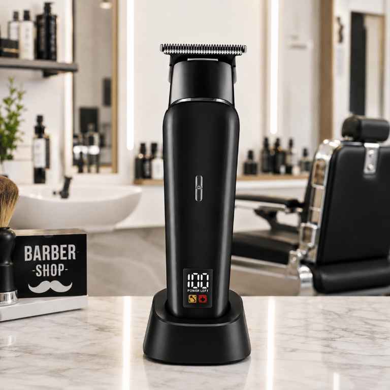 Máquina de Cortar Cabelo Profissional Sem Fio com Display Digital e Lâmina T