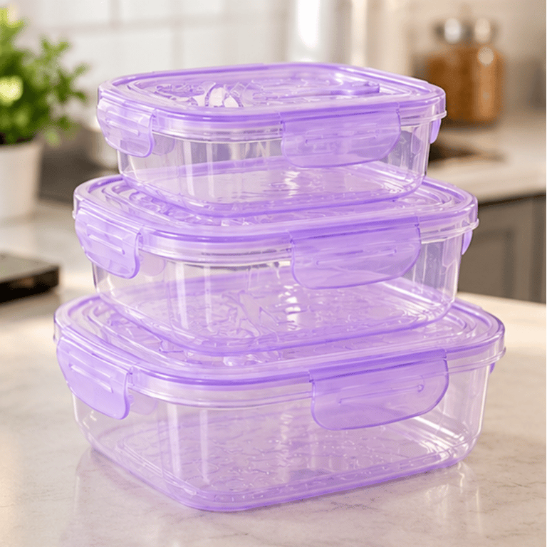 Potes Plásticos Kit com 3 Unidades Organizadores para Armazenamento de Alimentos com Tampas Práticas