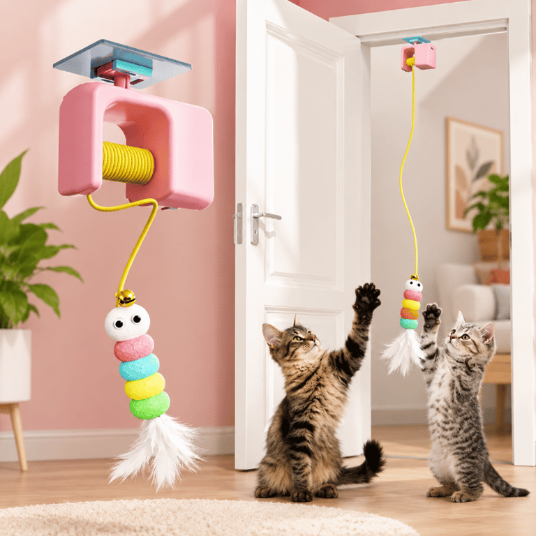 Brinquedo Interativo Suspenso Para Gatos Com Pena E Sino