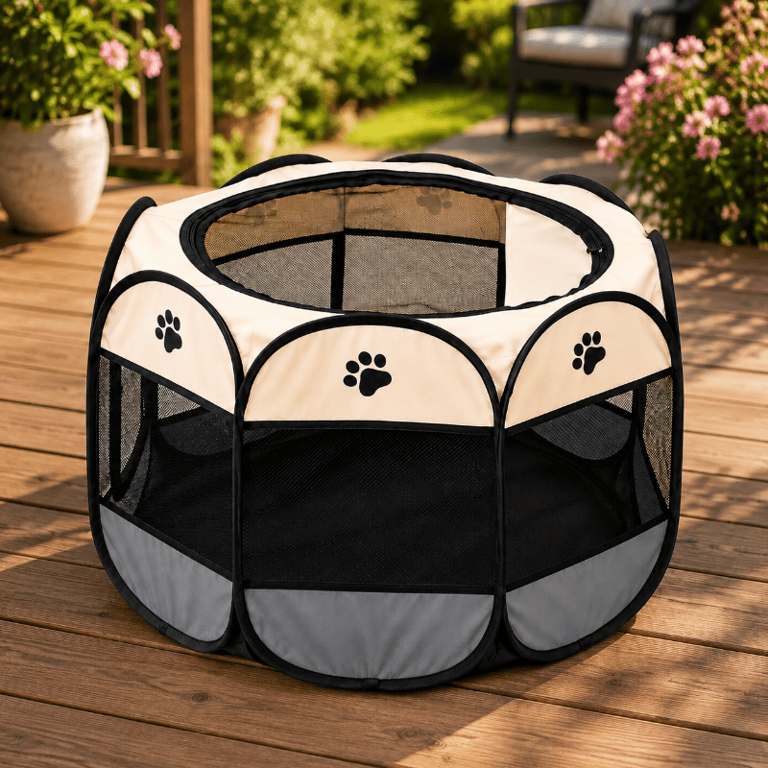 Cercadinho Dobrável Para Cães E Gatos 83x83x58cm