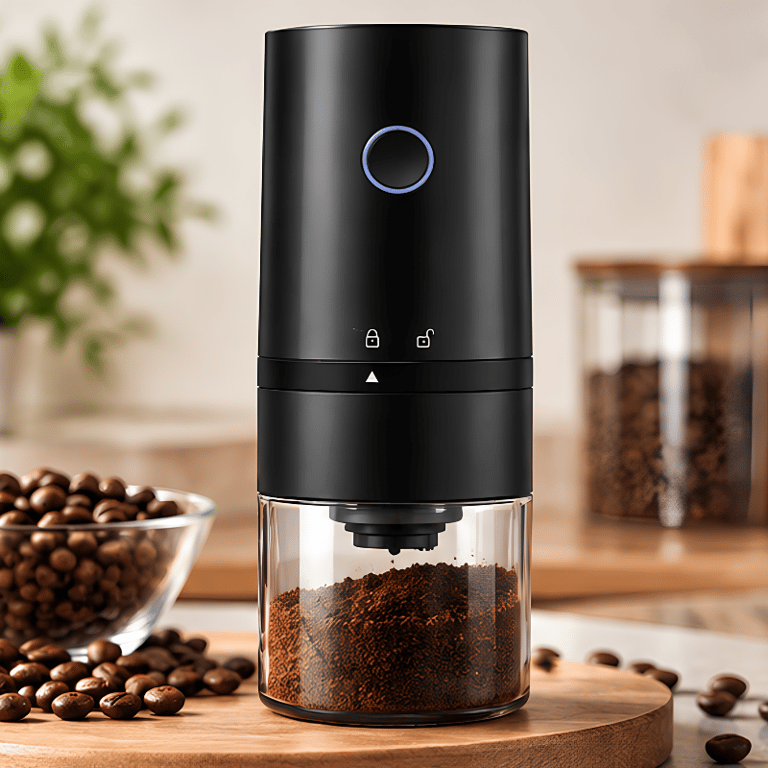 Moedor de Café Elétrico Compacto com Recipiente Transparente e Sistema de Moagem Prática para Grãos