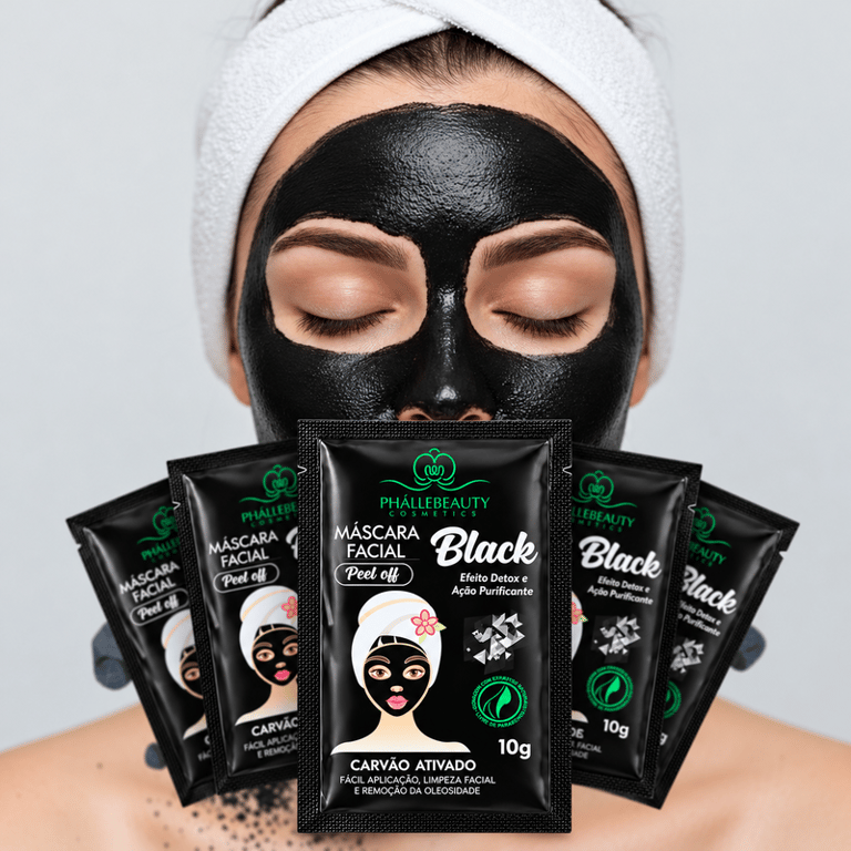 Máscara Facial Peel Off Black Sachê Phállebeauty 10g