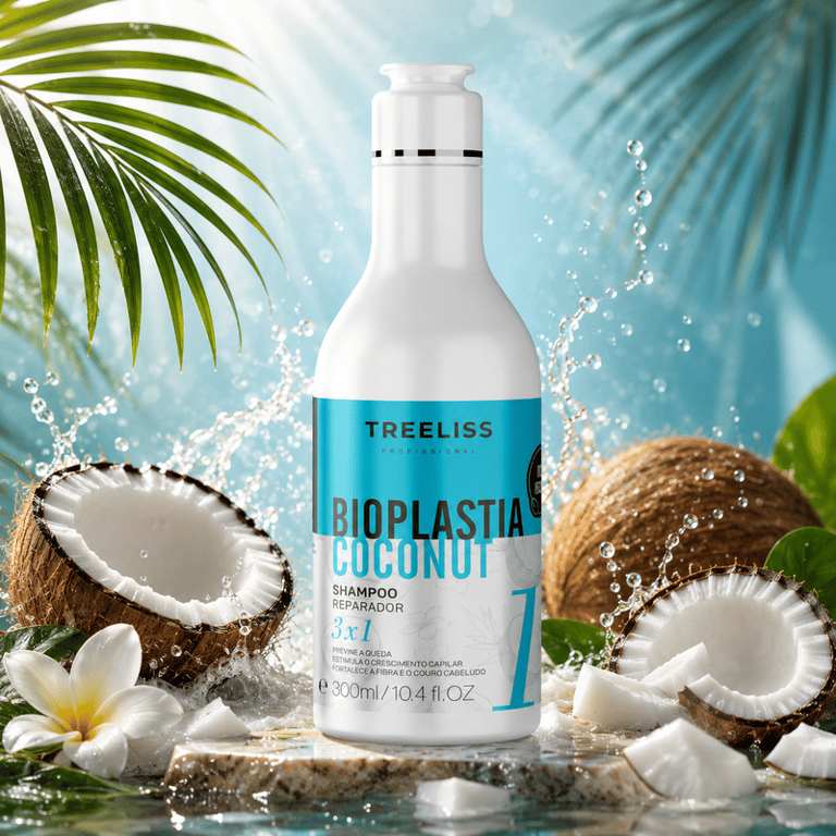 Shampoo Reparador 3 em 1 Bioplastia Coconut Treeliss 300ml