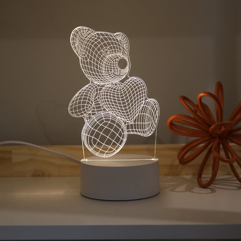 Luminária Acrílico Ursinho com Coração