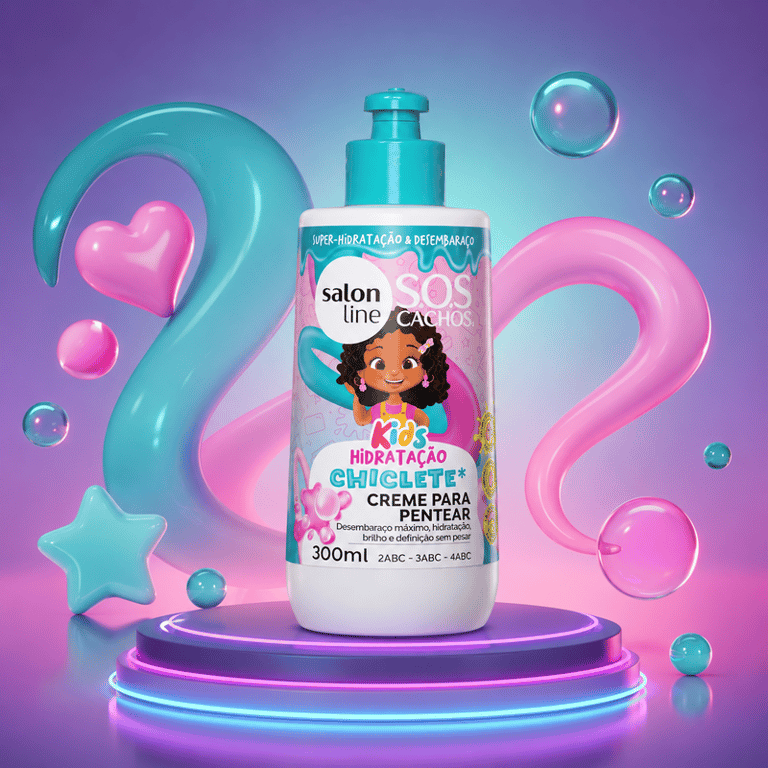 Creme Para Pentear S.O.S Cachos Kids Hidratação Chiclete Salon Line 300ml