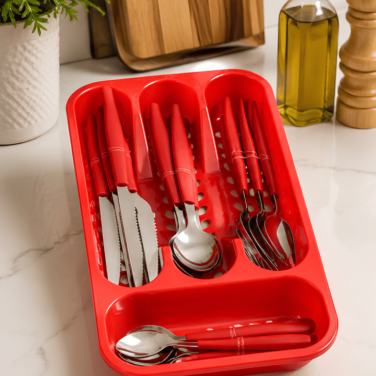 Jogo de Talheres 16 Peças Inox Conjunto Faqueiro Com Porta Garfos Colheres e Facas