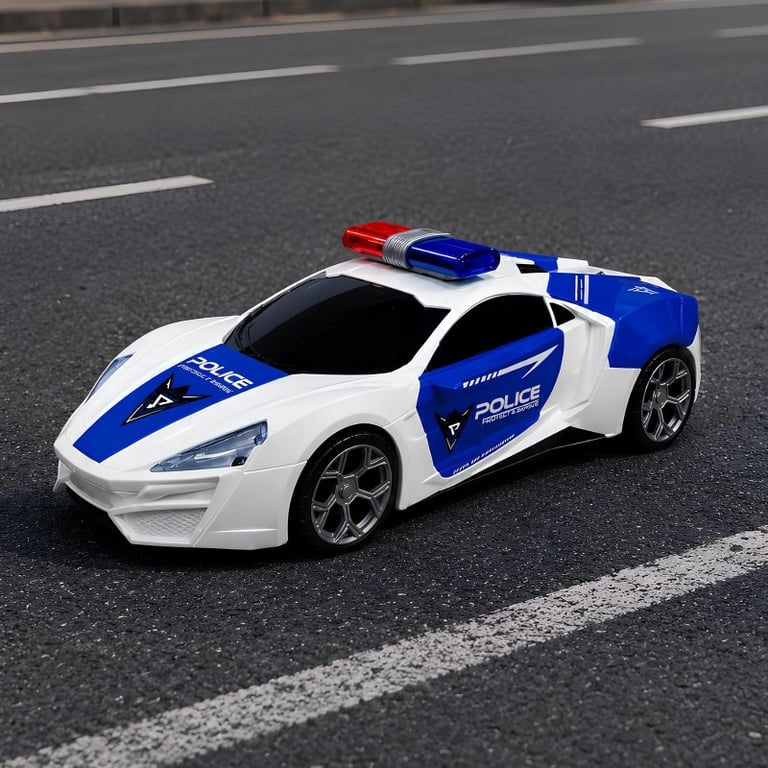 Carrinho De Polícia Bate E Volta Com Som Luz E Giro 360°