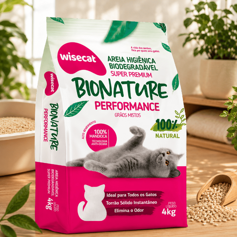 Areia Higiênica Biodegradável Super Premium Para Gatos 4Kg