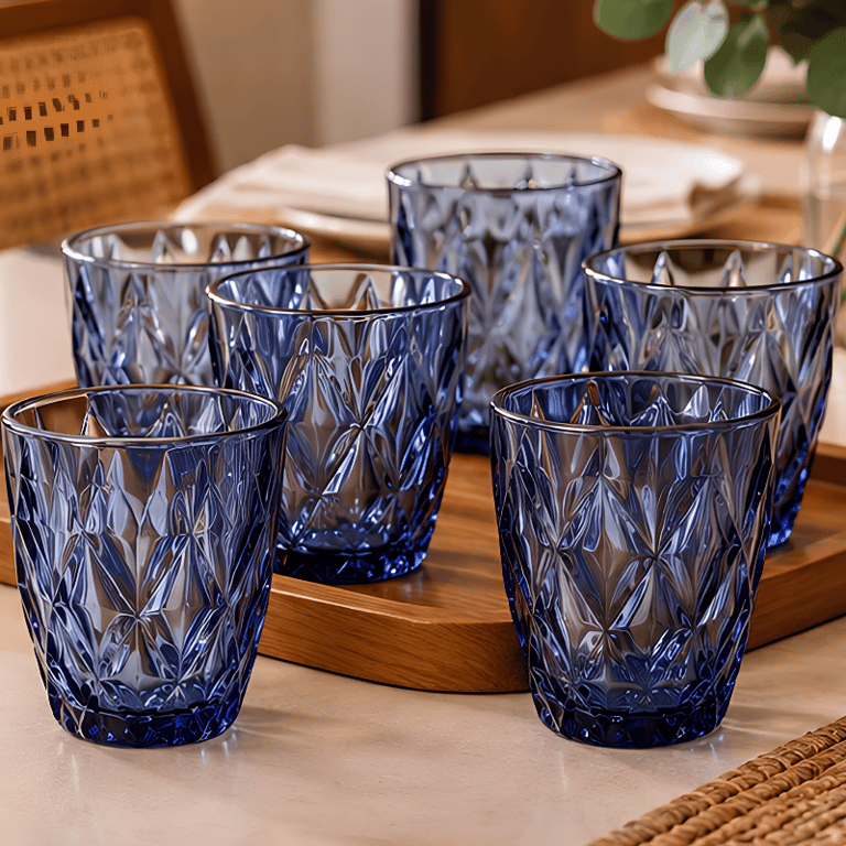 Jogo De Copos De Vidro 280ml Com 6 Peças E Design Lapidado Sofisticado